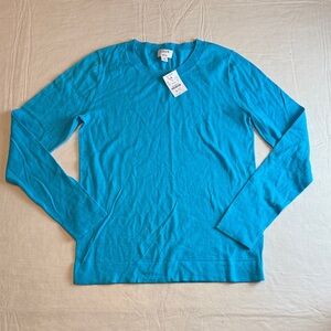 J. Crew Women's Teddie Turquoise Blue Crew Neck Long Sleeve Sweater Size S NWT